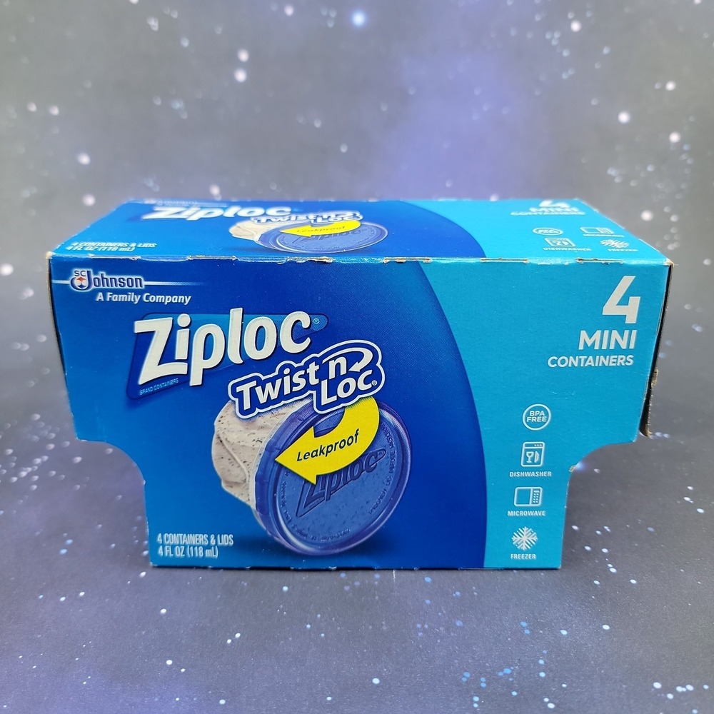 Ziploc Twist n Loc Mini 4oz Round Food Storage Containers 4pk NEW in Package